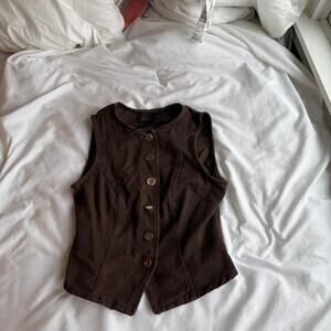 Zara Brown Denim Vest with button-up front